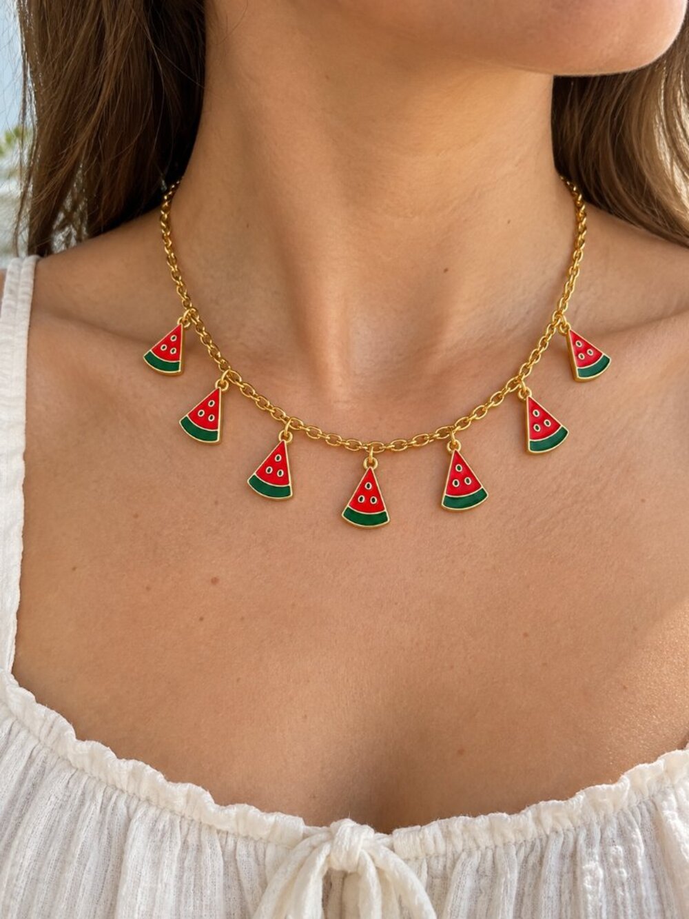 Watermelon Charm Necklace (Jewelry Bag Included)